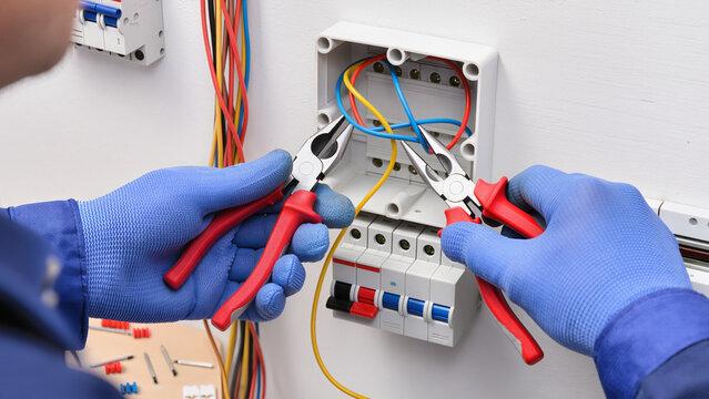 electrician working on electrical wires