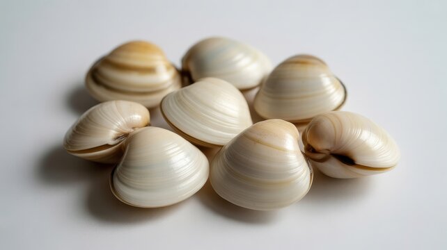 Pile of Fresh Hard Shell Clams Isolated on White Background
