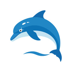 Fototapeta premium A stylized illustration of a playful dolphin jumping out of the water