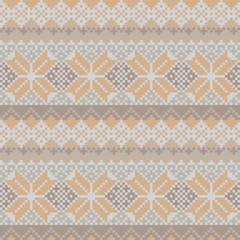 Fair Isle Fashion Textile Pattern Design Homeware Product Computer Graphics Beige Brown Grey Pixelated Geometric Knitted Winter Christmas