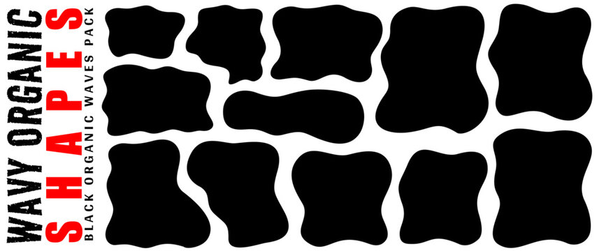 Stylish organic shape frame, rectangle with wavy cloud edge. Organic frame and rectangle elements, playful wavy style for layouts.