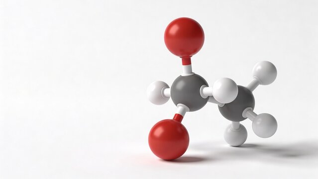 3D Acetic Acid Chemical Structure Model Rendered on Clean White Background