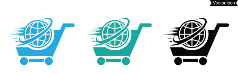 Global shopping cart icons for e-commerce and online business © JannatGraphicDesign