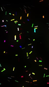 animated of colorful confetti on a black background potrait