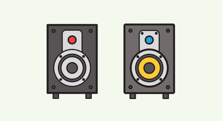 Fototapeta premium Modern Audio Speakers Duo, Flat Design, Sound System