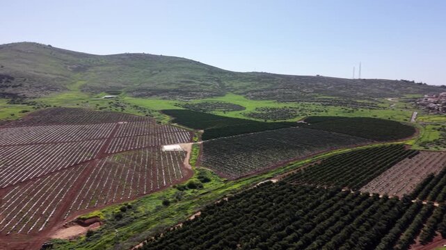 drone footage shows the Jezreel Valley in Israel.