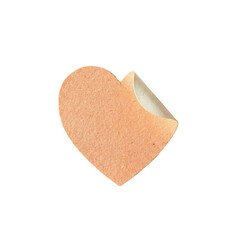 A delicate heart shaped paper with a curled corner showing soft texture perfect for romantic and craft design projects