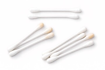Illustration of isolated on white background white cotton swabs in a disorganized pile