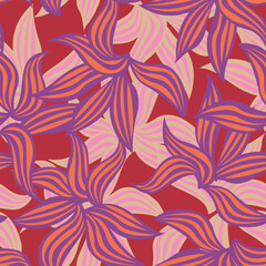 Floral Textile Design Retro Flower Power Pattern Red Pink Purple Orange Abstract Petals Fashion Fabric Homeware Print Computer Graphics Repeating Ornament
