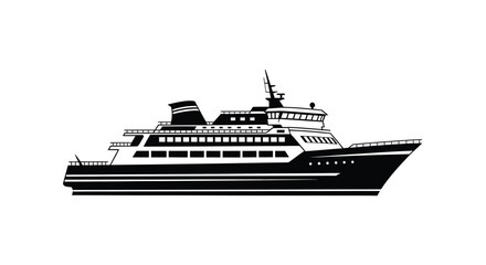 Fototapeta premium A black and white illustration of a large passenger cruise ship at sea