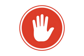 Obraz premium Red circle sign with white hand isolated on a transparent background