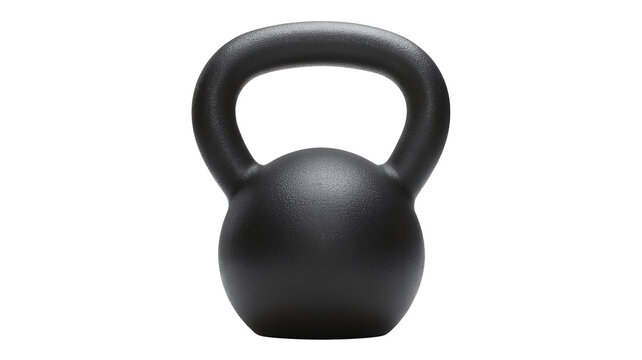 Black kettlebell on white background weight fitness isolated on a transparent background