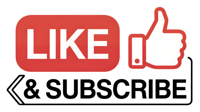 Social media like and subscribe button with thumbs up