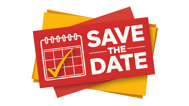 Save the date announcement with calendar and checkmark