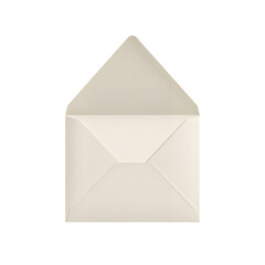 Open Beige Envelope Isolated on White Background - Mockup for Design