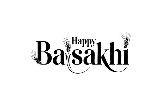 Happy Baisakhi elegant harvest festival typography