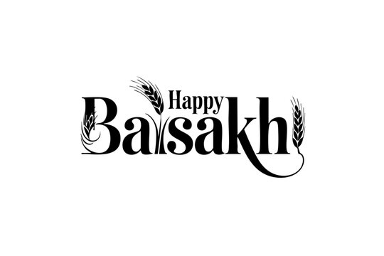 Happy Baisakhi elegant harvest festival typography
