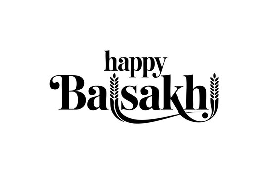 Happy Baisakhi elegant harvest festival typography