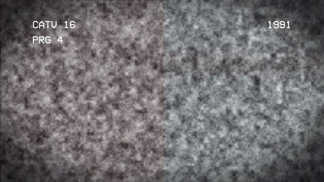 Split Screen Gray And Reddish Analog VHS Static Noise With ITV 16 Text 4K
