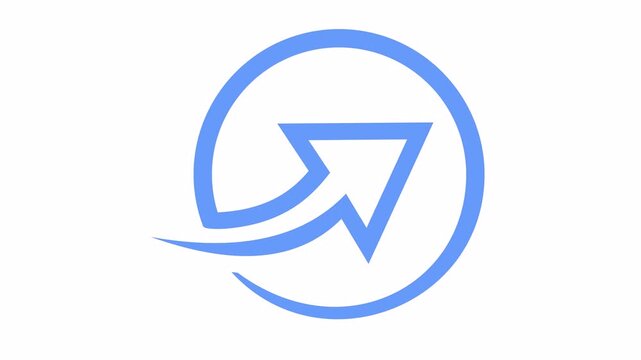 Minimalist blue growth arrow icon in a circle isolated on an alpha channel. Flat design upward momentum symbol for business success and financial profit element. Rising stock market trend performance.