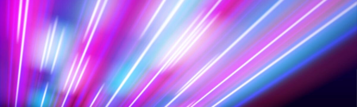Colorful luminous streaks bend smoothly, forming a radiant speed path. Vibrant neon tones amplify motion and energy. Perfect for futuristic dynamic visuals. vector