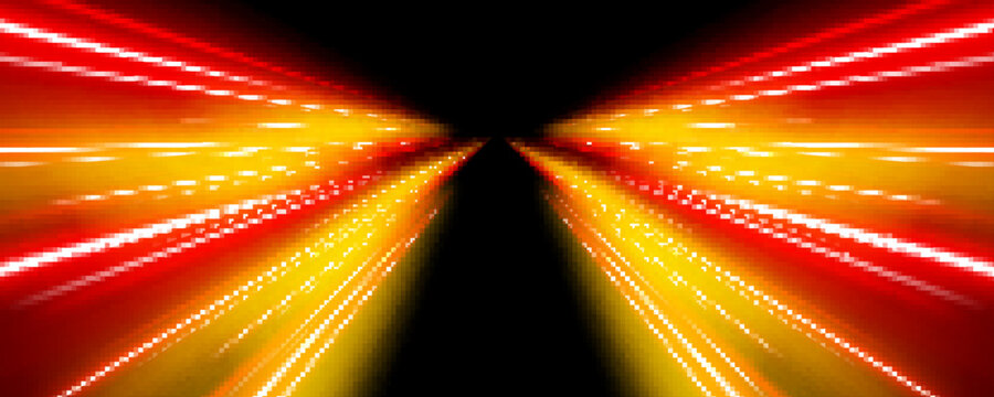 Rainbow neon lines twist dynamically, forming a powerful high-speed path. Radiant gradients amplify energy and movement. Ideal for futuristic motion scenes. vector