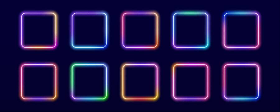 Abstract glowing square frame with radiant gradient edges and soft illumination, perfect for digital banners, presentations, and modern layouts. vector