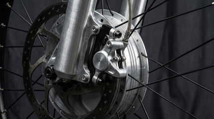 Fototapeta premium Detail of electric bike motor and disc brake