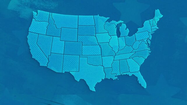 Blue Cartoon Map of the United States