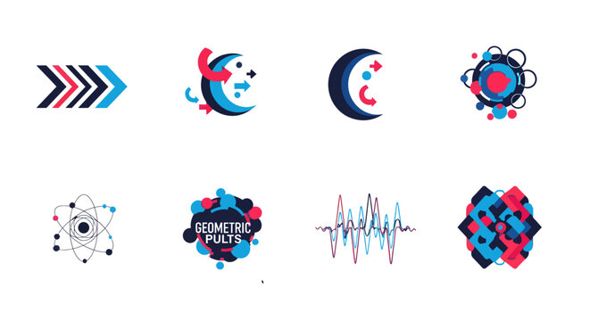 Abstract geometric designs featuring circular and linear elements silhouette