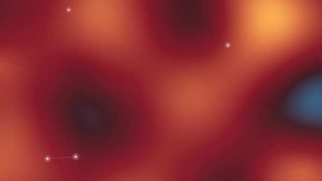 Abstract Background with Blurry Shapes and Glowing Dots Red Orange Blue