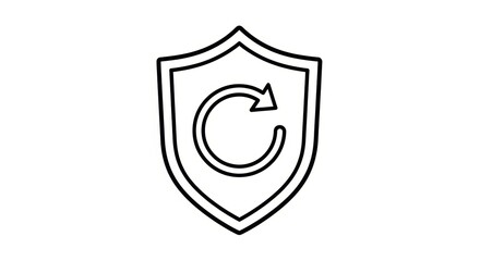 Shield with Refresh Icon, Security and Reset Concept