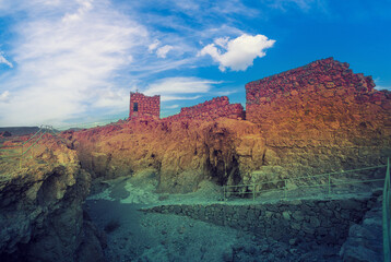 Fototapeta premium Ruins of King Herod's palace in Judaean Desert.