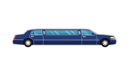 Blue Luxury Stretch Limousine, Side View