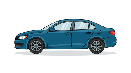 Fototapeta premium Blue Sedan Car Side View Illustration