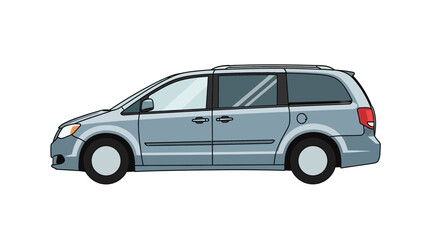 Naklejka premium Gray Minivan, Side View Illustration