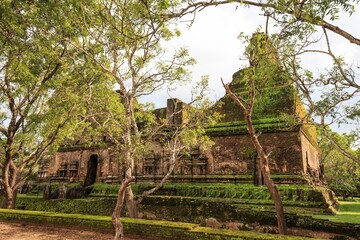 Fototapeta premium Ancient Stone Ruins of Polonnaruwa Forest Monastery, Sri Lanka