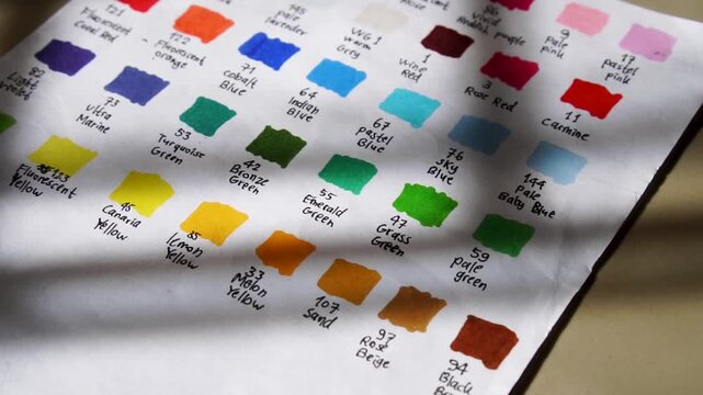 Color Swatch Chart with Various Marker Samples