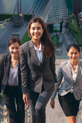 Vertical Horizon Portrait Businesswomen Partner use digital tablet online meeting team Partnership...