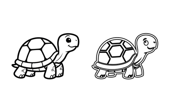 Two cartoon turtles walking side by side in a playful and friendly illustration