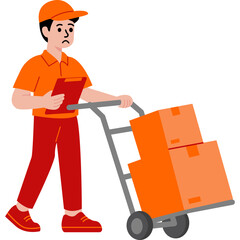 Delivery Person Holding Package and Checklist