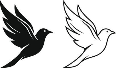 Fototapeta premium Black and white birds flying, vector illustration, minimalist design, artistic concept Vector