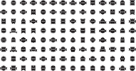 isolated white background Badge and Emblem Icon Set: Diverse Vector Shapes for Labels and Seals