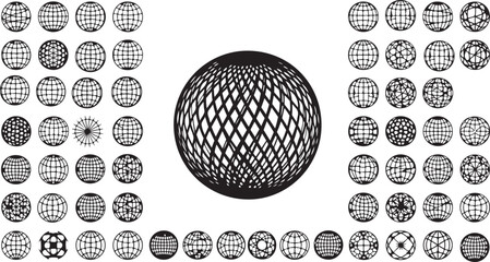 isolated white background Collection of stylized globe and world map icons in various designs © MdShamimAhmed