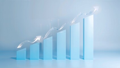 Minimal Corporate Financial Growth Background with Soft Blue Arrows