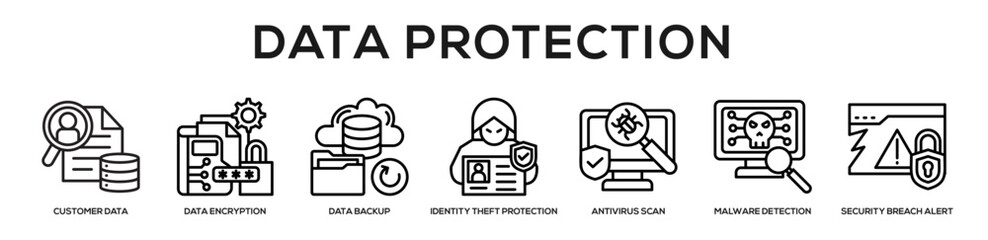 Data Protection web banner icon illustration concept
