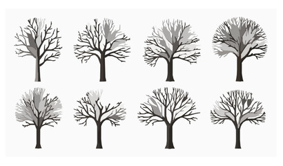 Obraz premium Bare Tree Collection Vector Illustration in Winter Style