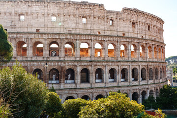 Naklejka premium View of ancient structure in Italy during sunny afternoon near city center