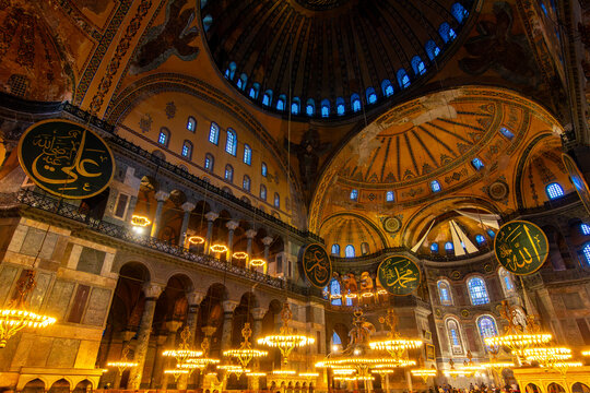Interiors of Hagia Sophia Grand Mosque in Istanbul, Turkey
