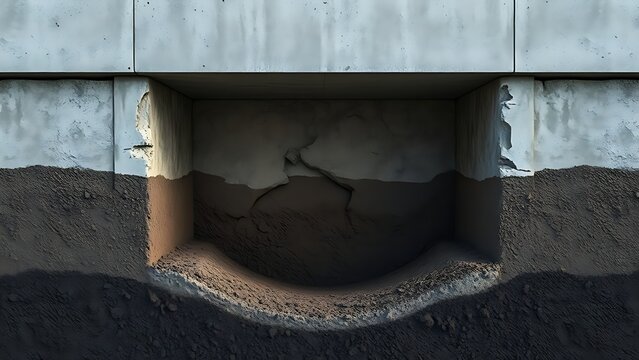 subsurface. Cross-section of soil under a foundation showing a washed-out cavity. ESG reports, sustainability campaigns, designed for environmental awareness campaigns, promotes sustainability.
